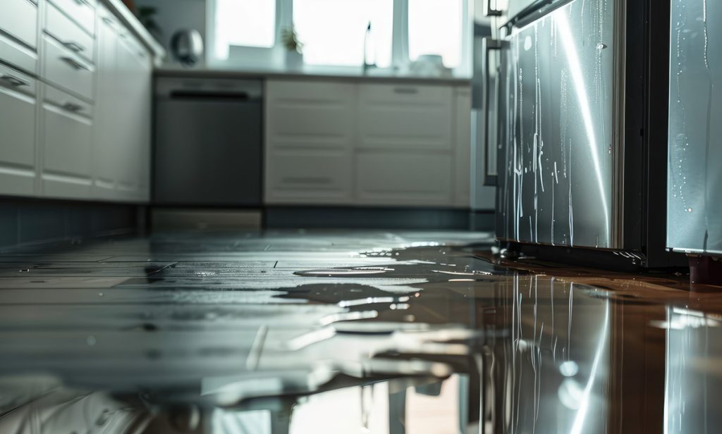 water damage from leaky refrigerator