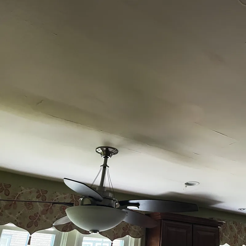 Damaged ceiling from water roof leak